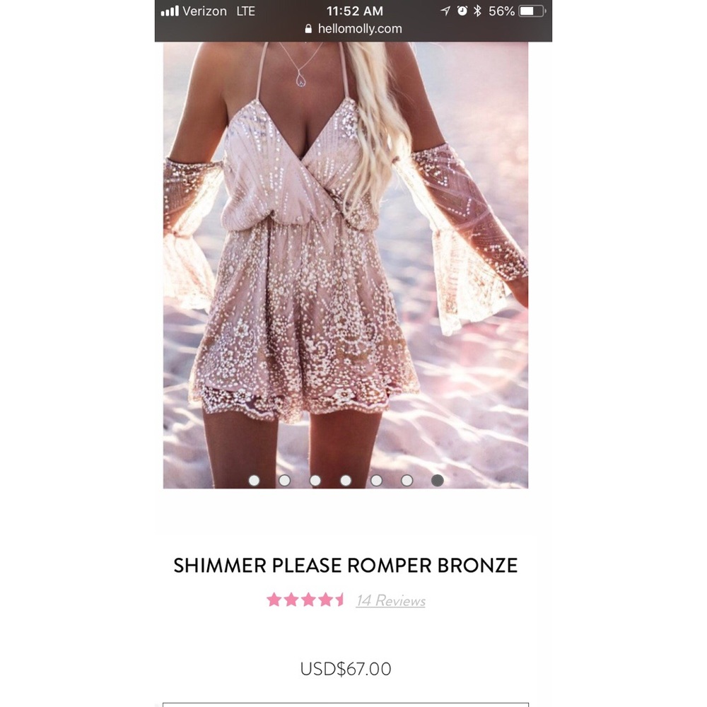 Hello Molly Shimmer Please Romper Bronze